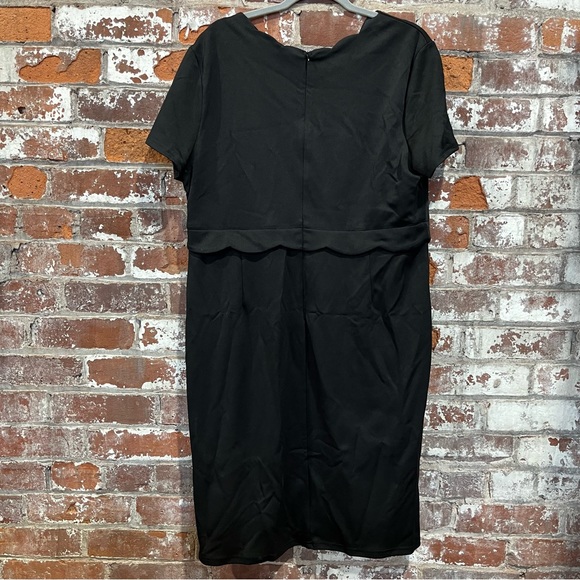 Grace Karin Black Scalloped Neck/Waistline Midi Pencil Dress-2XL-NWT - Picture 3 of 10
